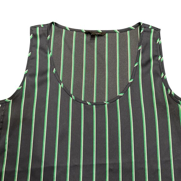 Banana Republic navy green vertical stripe satin tank L - Picture 3 of 6